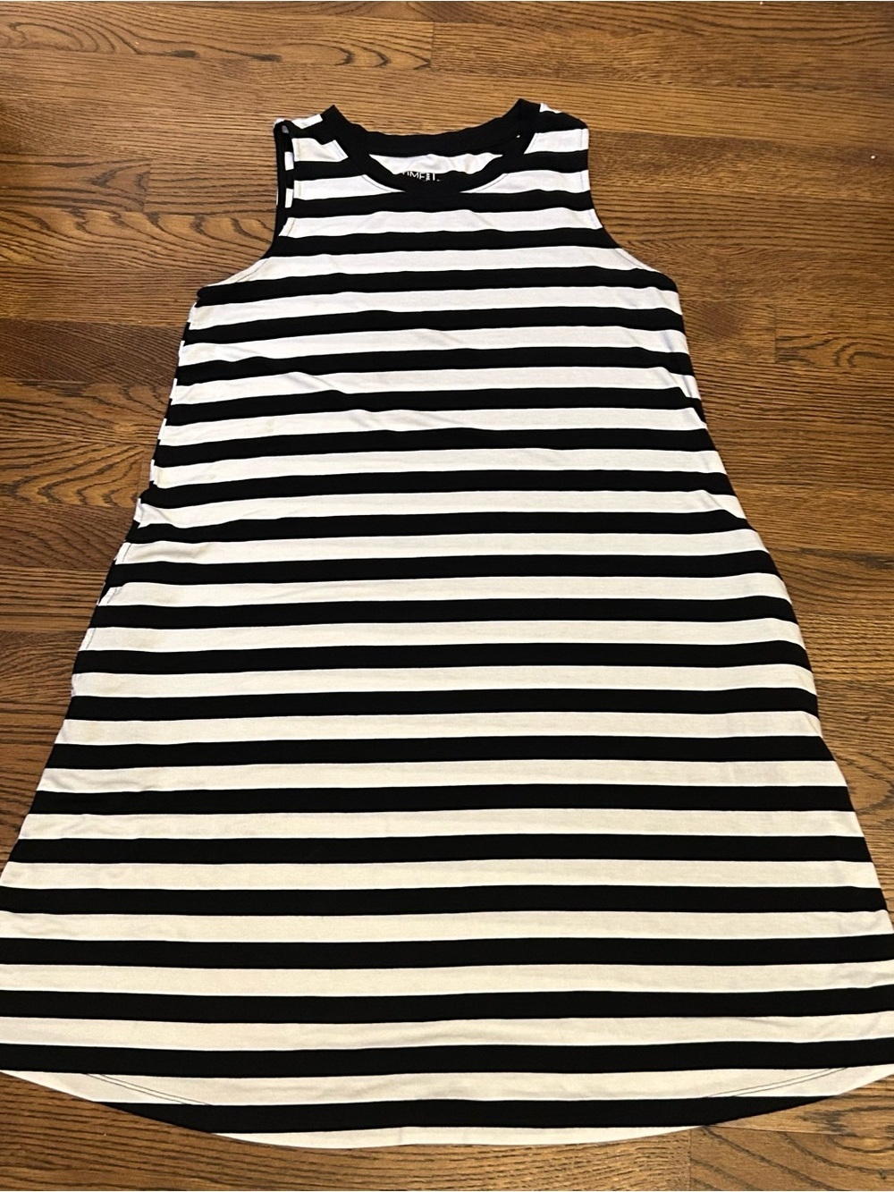 Striped Black & White Sleeveless Mini Dress